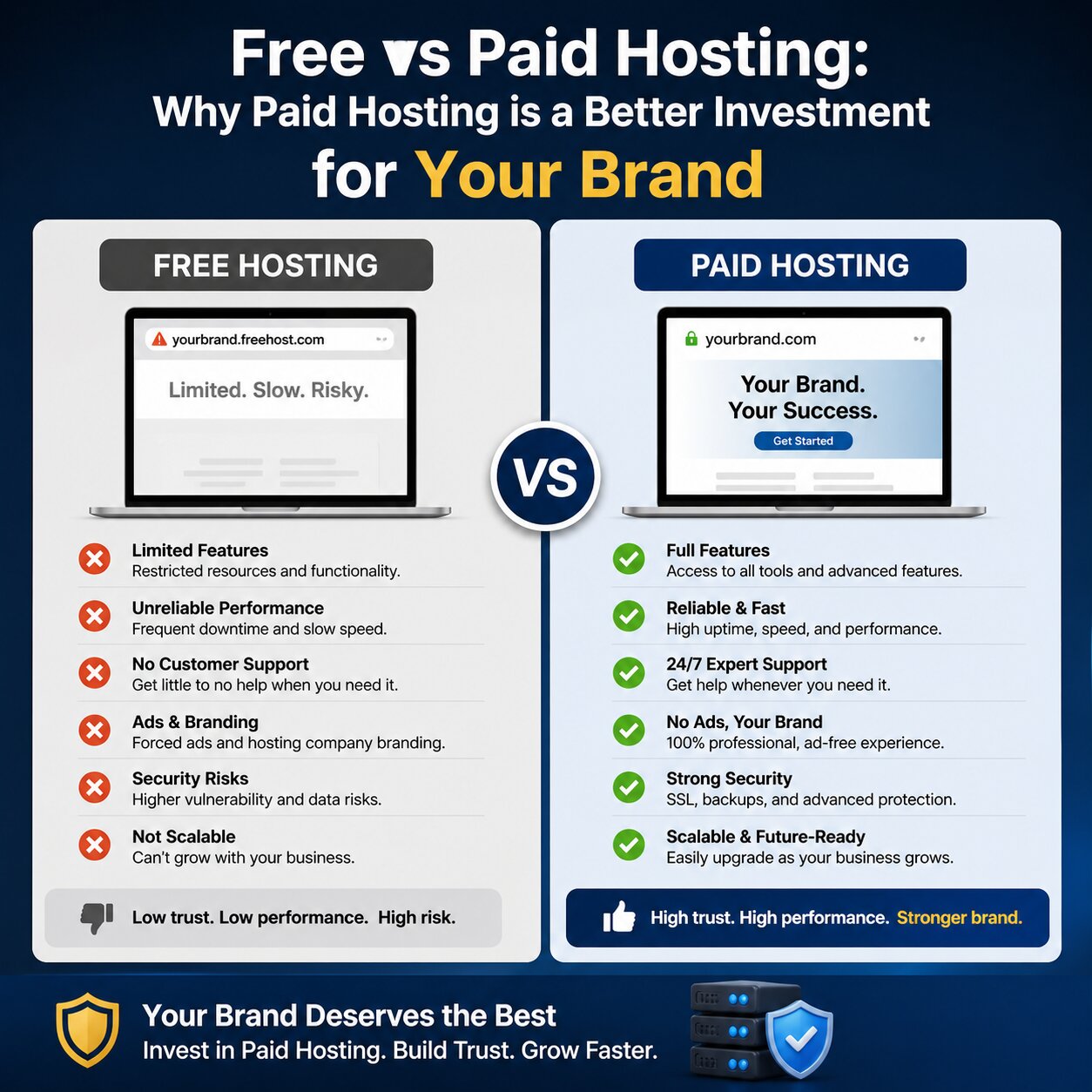 Free vs Paid Hosting: Why Paid Hosting is a Better Investment for Your Brand